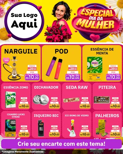 Modelo de Rede Social para Feed Instagram com o tema Especial Dia da Mulher para Tabacaria