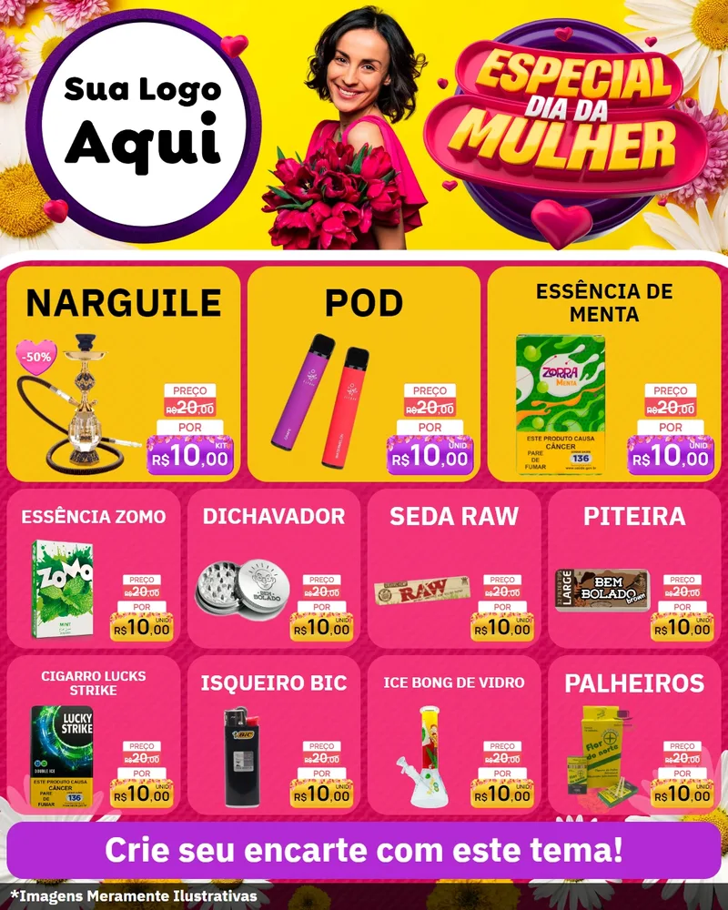 Modelo de Rede Social para Feed Instagram com o tema Especial Dia da Mulher para Tabacaria