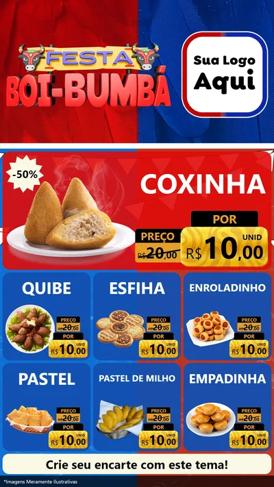 Modelo de Rede Social para Stories com o tema Festa Boi Bumbá para Salgadaria