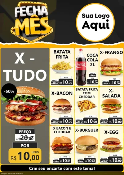Modelo de Encarte para Encarte A4 Vertical com o tema Fecha Mês para Hamburgueria