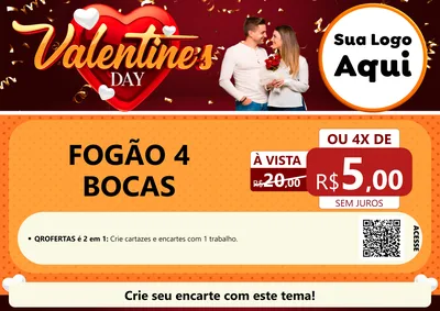 Modelo de Cartaz para Cartaz A4 Horizontal com o tema Valentine's Day para Móveis e Eletro