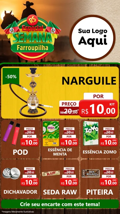 Modelo de Rede Social para Stories com o tema Especial Semana Farroupilha para Tabacaria