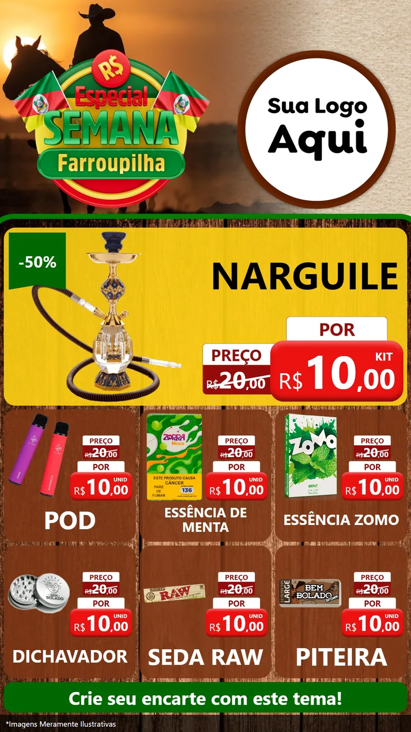 Modelo de Rede Social para Stories com o tema Especial Semana Farroupilha para Tabacaria