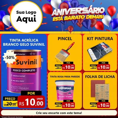 Modelo de Rede Social para Feed Facebook com o tema Aniversário para Tintas e Ferramentas