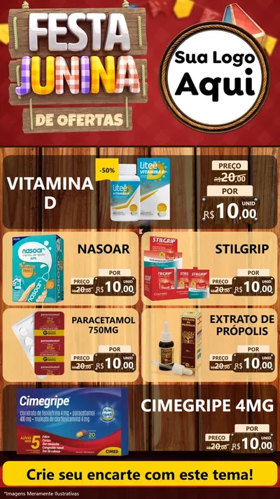 Modelo de TV para TV Vertical com o tema Festa Junina de Ofertas para Farmácia