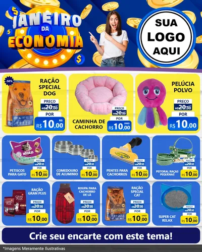 Modelo de Rede Social para Feed Instagram com o tema Janeiro da Economia para Pet Shop
