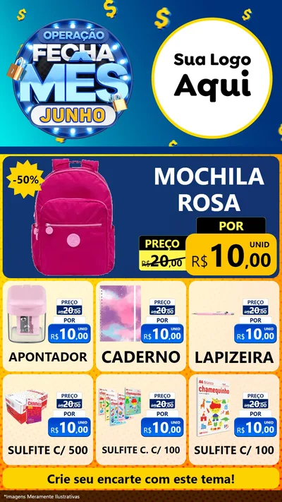 Modelo de Rede Social para Stories com o tema Operação Fecha Mês, Junho para Papelaria