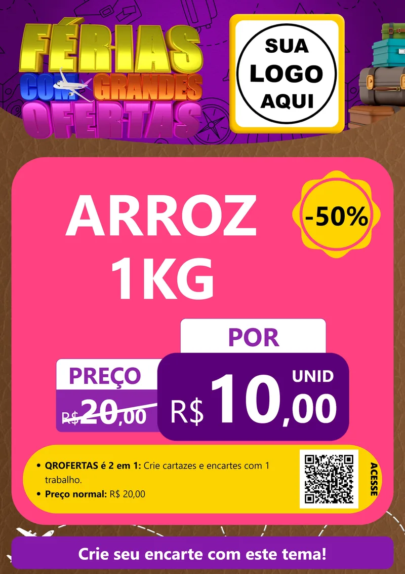 Modelo de Cartaz para Cartaz A4 Vertical com o tema Férias com Grandes Ofertas para Supermercado