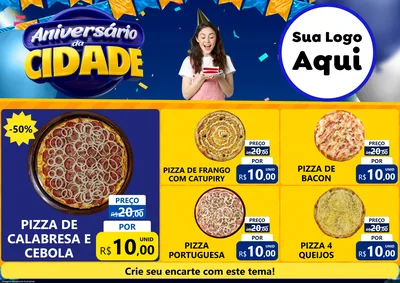 Modelo de Encarte para Encarte A4 Horizontal com o tema Aniversário da Cidade para Pizzaria