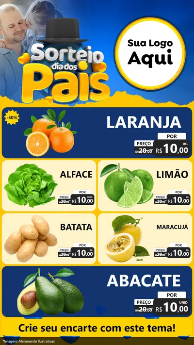 Modelo de TV para TV Vertical com o tema Sorteio Dia Dos Pais para Hortifrúti