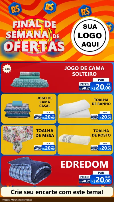 Modelo de TV para TV Vertical com o tema Final de Semana de Ofertas para Cama, Mesa e Banho