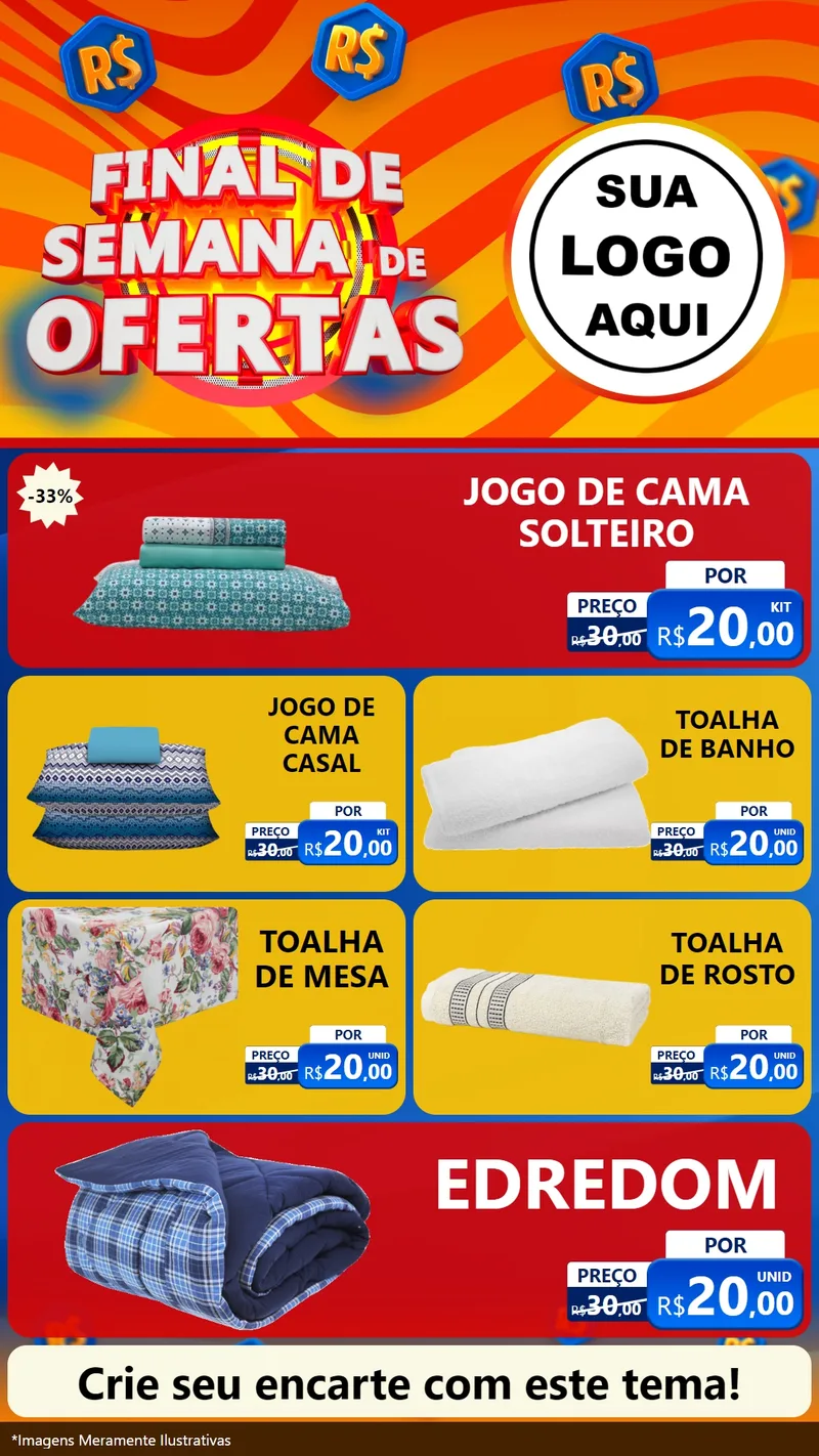 Modelo de TV para TV Vertical com o tema Final de Semana de Ofertas para Cama, Mesa e Banho