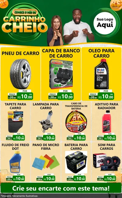 Modelo de Encarte para Encarte Grande com o tema Carrinho Cheio para Auto peças