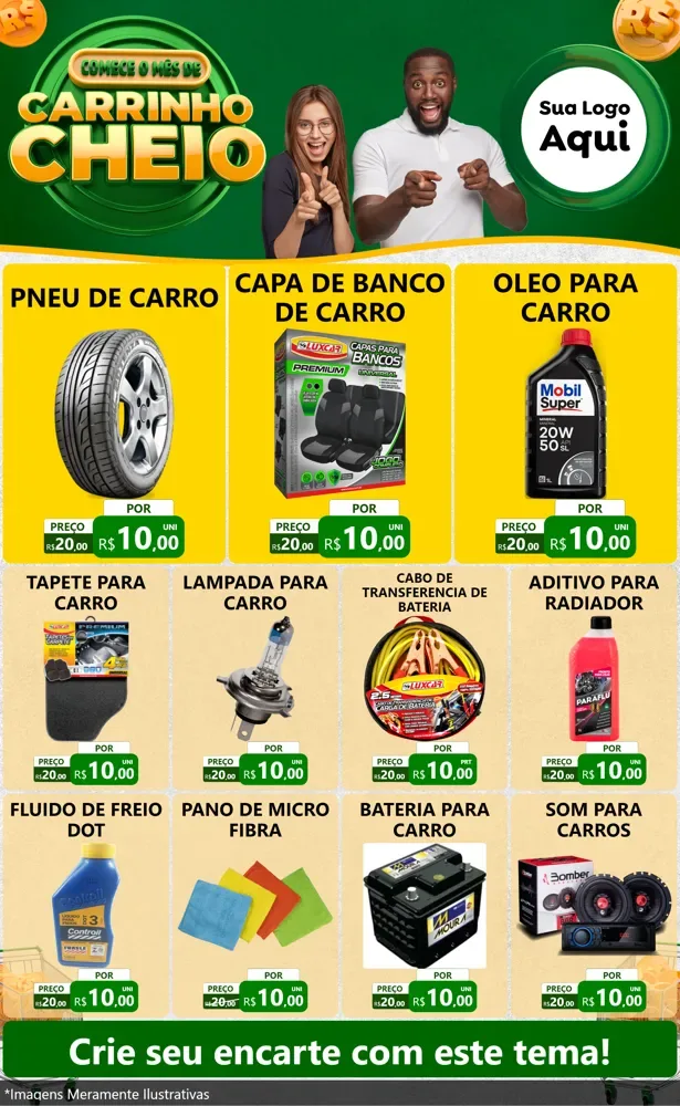 Modelo de Encarte para Encarte Grande com o tema Carrinho Cheio para Auto peças