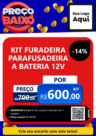 Modelo de Cartaz para Cartaz A4 Vertical com o tema Preço Baixo para Maquinas e Ferramentas