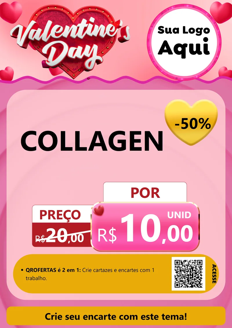 Modelo de Cartaz para Cartaz A4 Vertical com o tema Valentine's Day para Suplementos alimentares
