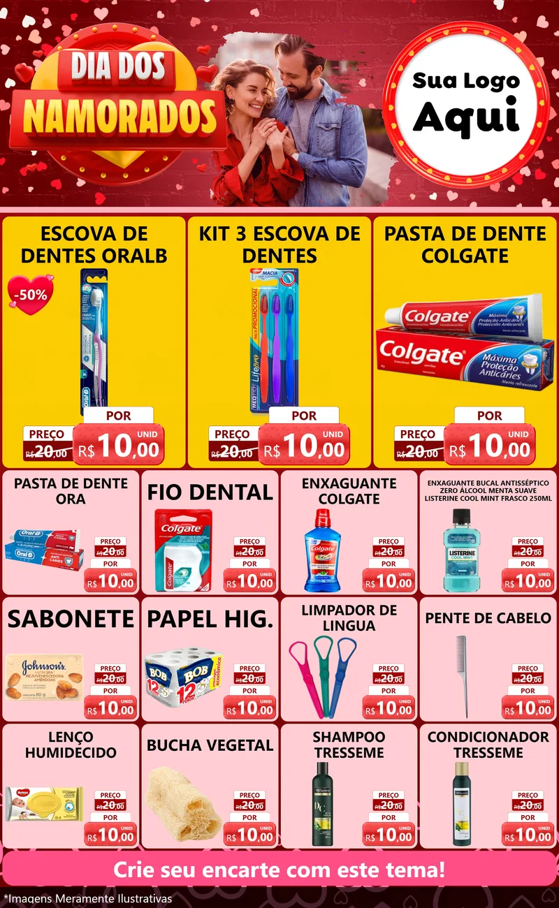 Modelo de Encarte para Encarte Grande com o tema Dia Dos Namorados para Higiene Pessoal