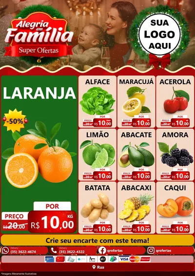 Modelo de Encarte para Encarte A4 Vertical com o tema Alegria Em Família - Super Ofertas para Hortifrúti