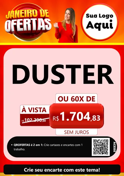 Modelo de Cartaz para Cartaz A4 Vertical com o tema Janeiro de Ofertas para Concessionaria de Carros