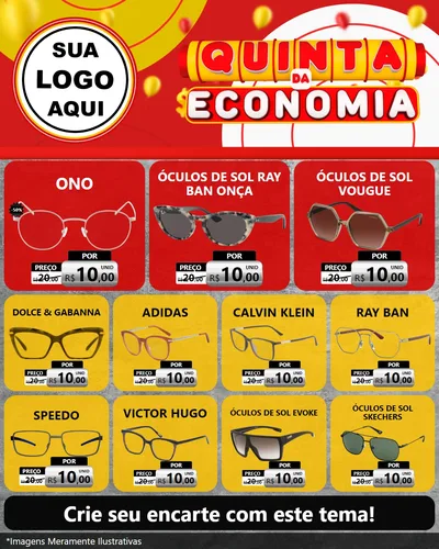 Modelo de Rede Social para Feed Instagram com o tema Quinta da Economia para Óticas