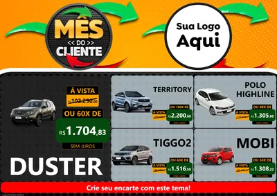 Modelo de Encarte para Encarte A4 Horizontal com o tema Mês do Cliente para Concessionaria de Carros