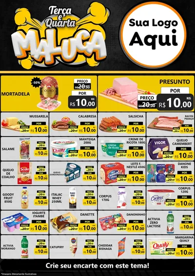 Modelo de Encarte para Encarte A4 Vertical com o tema Terça e Quarta Maluca para Frios e Laticínios