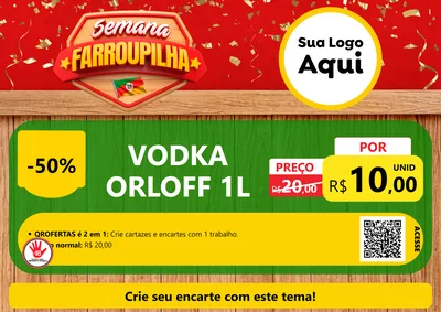 Modelo de Cartaz para Cartaz A4 Horizontal com o tema Semana Farroupilha para Distribuidora de bebidas
