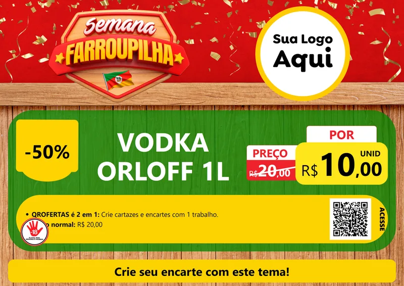 Modelo de Cartaz para Cartaz A4 Horizontal com o tema Semana Farroupilha para Distribuidora de bebidas