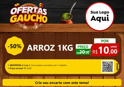 Modelo de Cartaz para Cartaz A4 Horizontal com o tema Ofertas Dia do Gaúcho para Supermercado