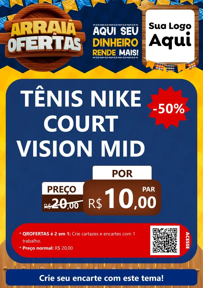 Modelo de Cartaz para Cartaz A4 Vertical com o tema Arraiá de Ofertas - Junina para Calçados