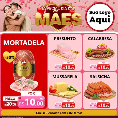 Modelo de Rede Social para Feed Facebook com o tema Especial Dia Das Mães para Frios e Laticínios