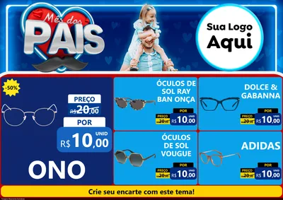 Modelo de Encarte para Encarte A4 Horizontal com o tema Mês Dos Pais para Óticas