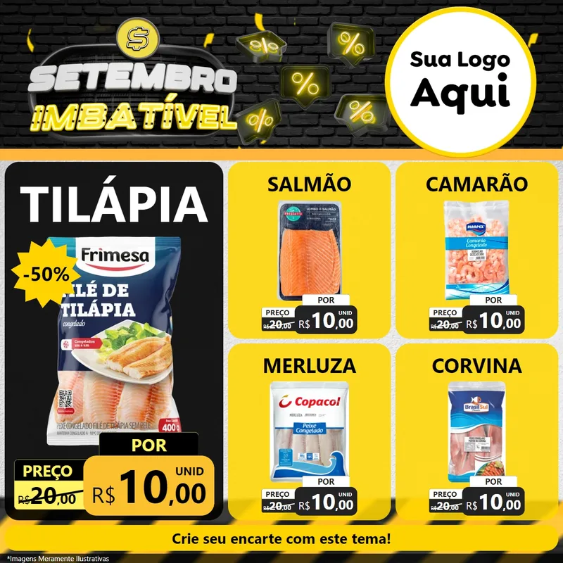 Modelo de Rede Social para Feed Facebook com o tema Setembro Imbatível para Peixaria