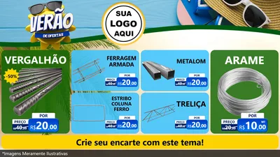 Modelo de TV para TV Horizontal com o tema Verão de Ofertas para Ferragens