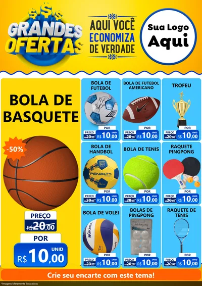Modelo de Encarte para Encarte A4 Vertical com o tema Grandes Ofertas para Artigos Esportivos