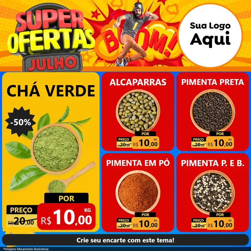 Modelo de Rede Social para Feed Facebook com o tema Super Ofertas Julho para Produtos Naturais