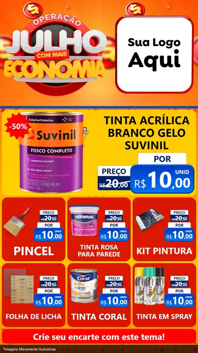 Modelo de Rede Social para Stories com o tema Operação Julho Com Mais Economia para Tintas e Ferramentas