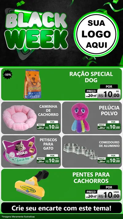 Modelo de TV para TV Vertical com o tema Black Week para Pet Shop