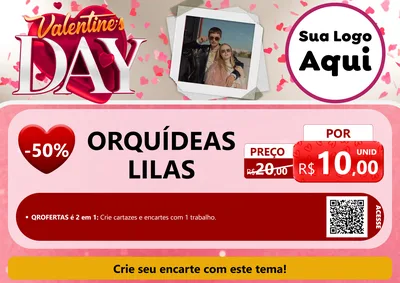 Modelo de Cartaz para Cartaz A4 Horizontal com o tema Valentine's Day para Floricultura e jardim