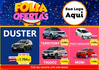 Modelo de Encarte para Encarte A4 Horizontal com o tema Folia de Ofertas para Concessionaria de Carros