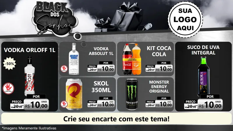Modelo de TV para TV Horizontal com o tema Black dos Sonhos para Distribuidora de bebidas