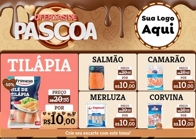 Modelo de Encarte para Encarte A4 Horizontal com o tema Ofertas de Páscoa para Peixaria