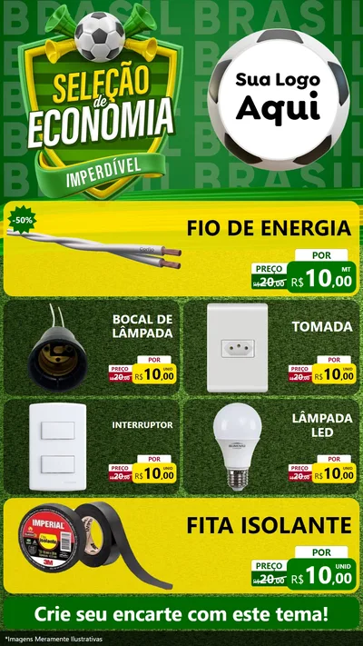 Modelo de TV para TV Vertical com o tema Seleção de Economia - Copa para Materiais Elétricos