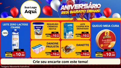 Modelo de TV para TV Horizontal com o tema Aniversário para Frios e Laticínios