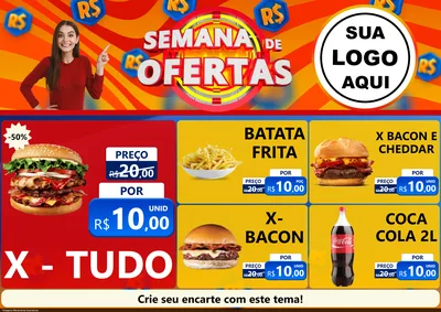 Modelo de Encarte para Encarte A4 Horizontal com o tema Semana de Ofertas para Hamburgueria