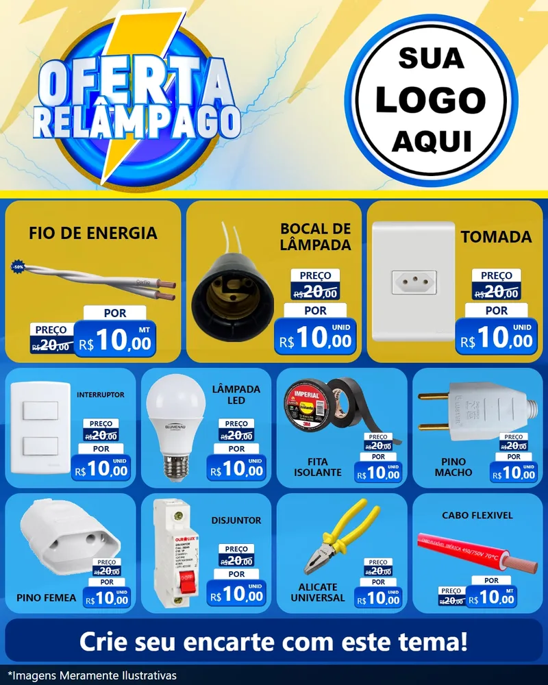 Modelo de Rede Social para Feed Instagram com o tema Oferta Relâmpago para Materiais Elétricos