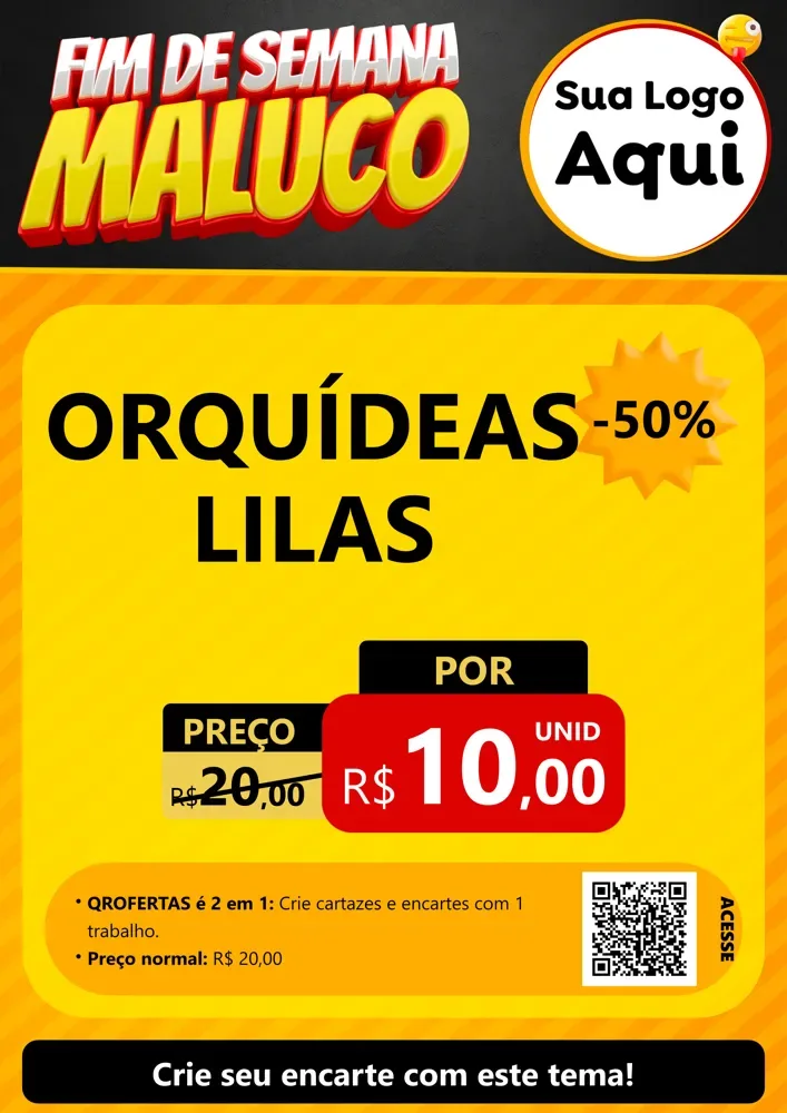 Modelo de Cartaz para Cartaz A4 Vertical com o tema Final de Semana Maluco para Floricultura e jardim