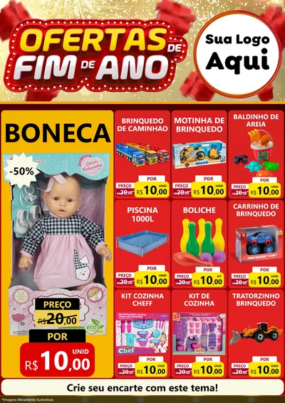 Modelo de Encarte para Encarte A4 Vertical com o tema Ofertas de Fim de Ano para Brinquedos