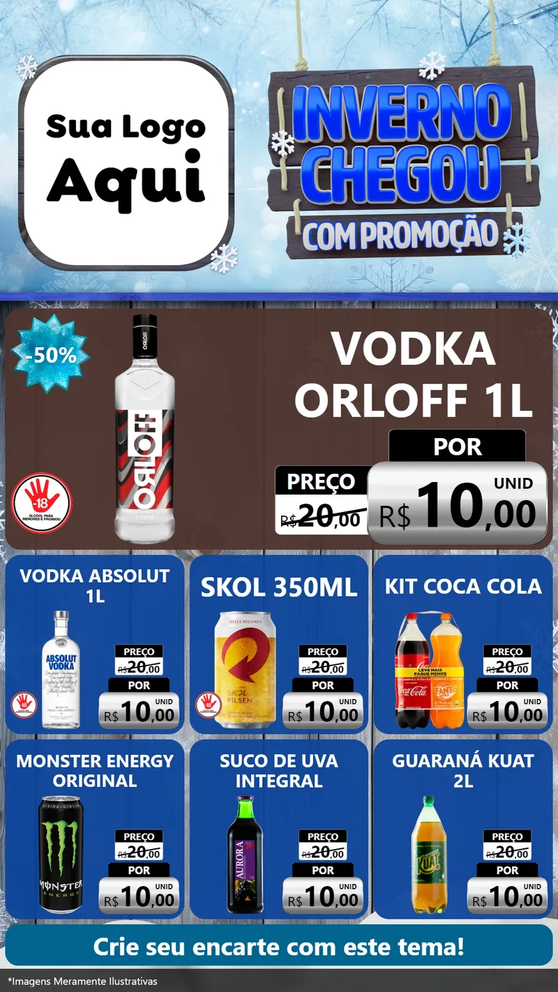 Modelo de Rede Social para Stories com o tema Inverno Chegou Com Promoção para Distribuidora de bebidas