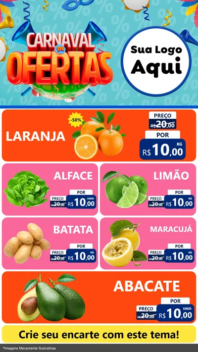 Modelo de TV para TV Vertical com o tema Carnaval de Ofertas para Hortifrúti